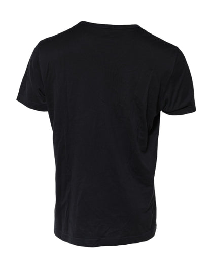 Dark Blue Logo Plaque Cotton Crewneck T-shirt