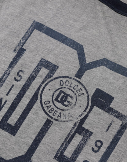 Gray DG Graphic Print Cotton Crewneck T-shirt