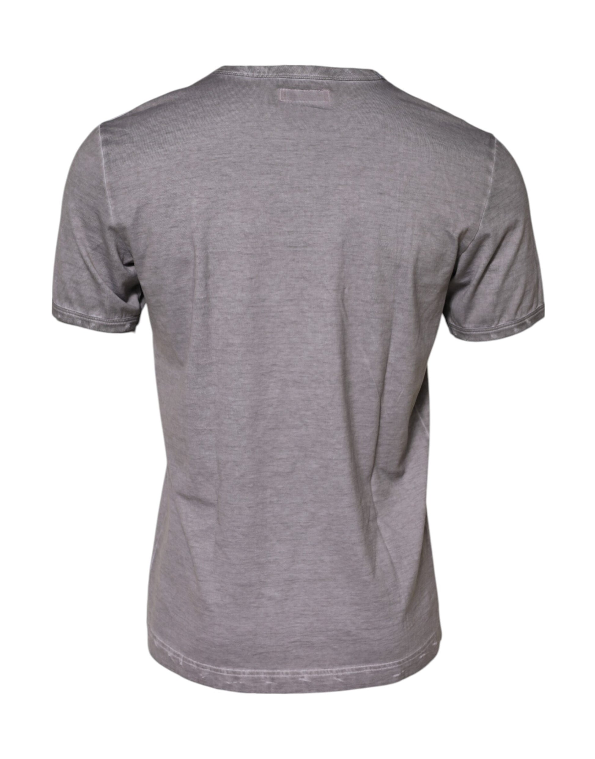 Gray Graphic Print Cotton Crew Neck T-shirt