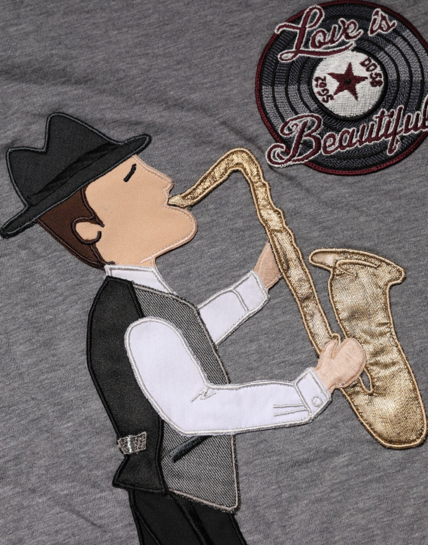 Gray #DGFamily Cotton Crew Neck T-shirt