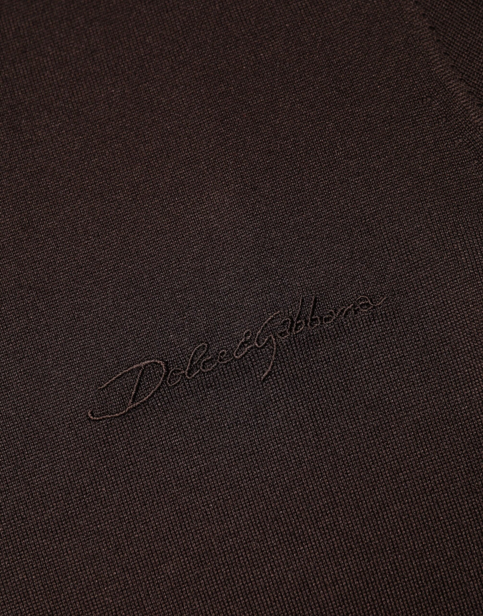 Brown Silk Crew Neck Short Sleeves T-shirt