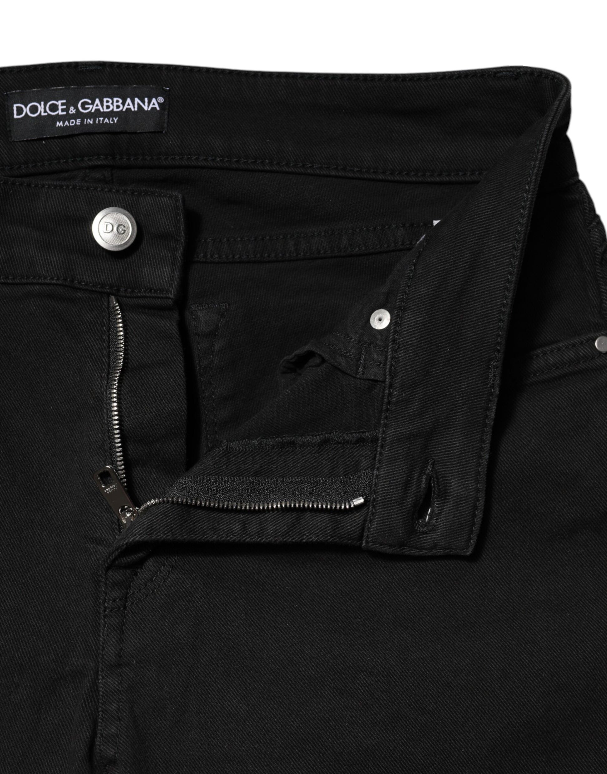 Black Cotton Skinny Mid Waist Denim Jeans