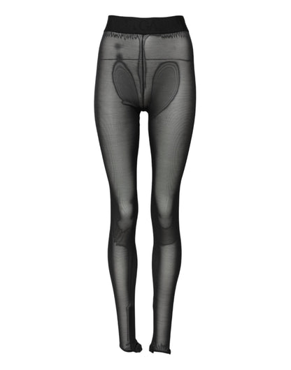 Black Nylon Leggings Stretch Pants