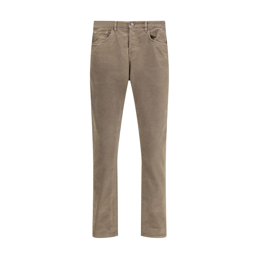 Beige Cotton Casual Pants