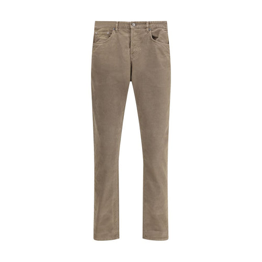 Beige Cotton Casual Pants