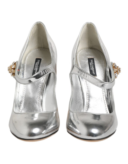 Silver Chandelier Sculpted Heel Mary Jane Pump Shoes