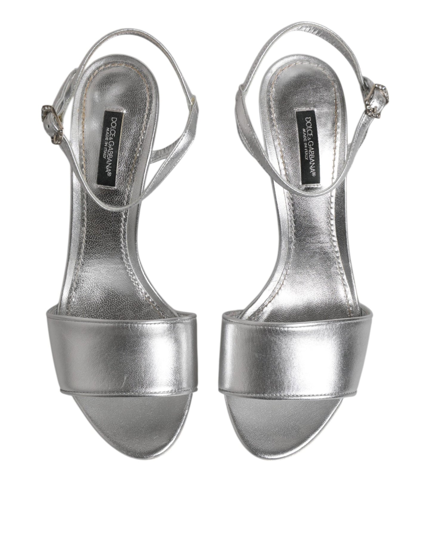 Silver KEIRA Heels Ankle Strap Sandals Shoes