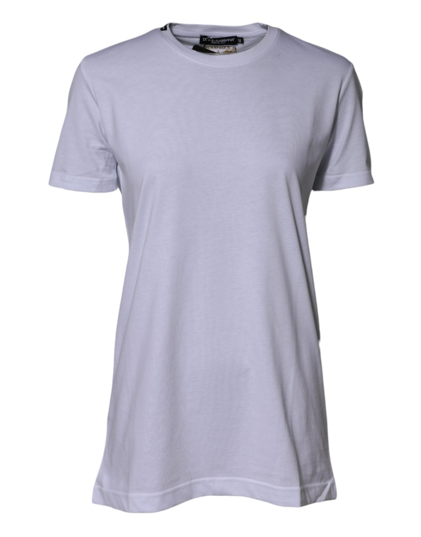 White Cotton Goodluck 2023 Crew Neck T-shirt