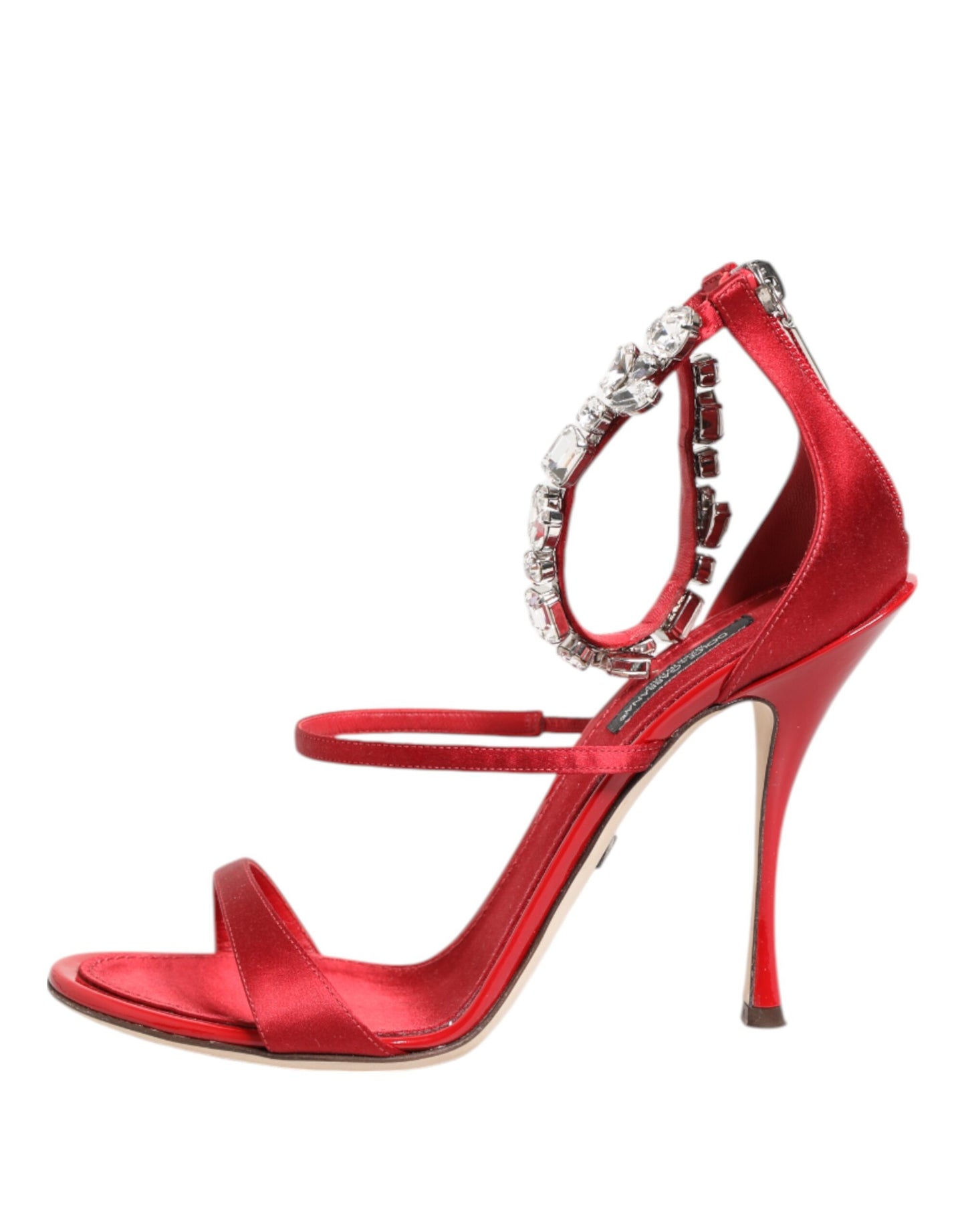 Red Satin Crystals Keira Sandals Heels Shoes