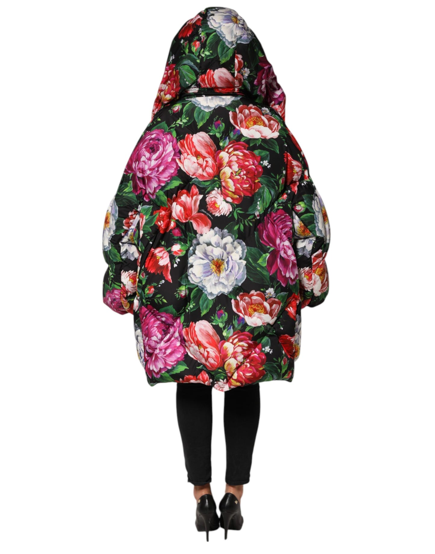 Multicolor Floral Hooded Puffer Coat Jacket
