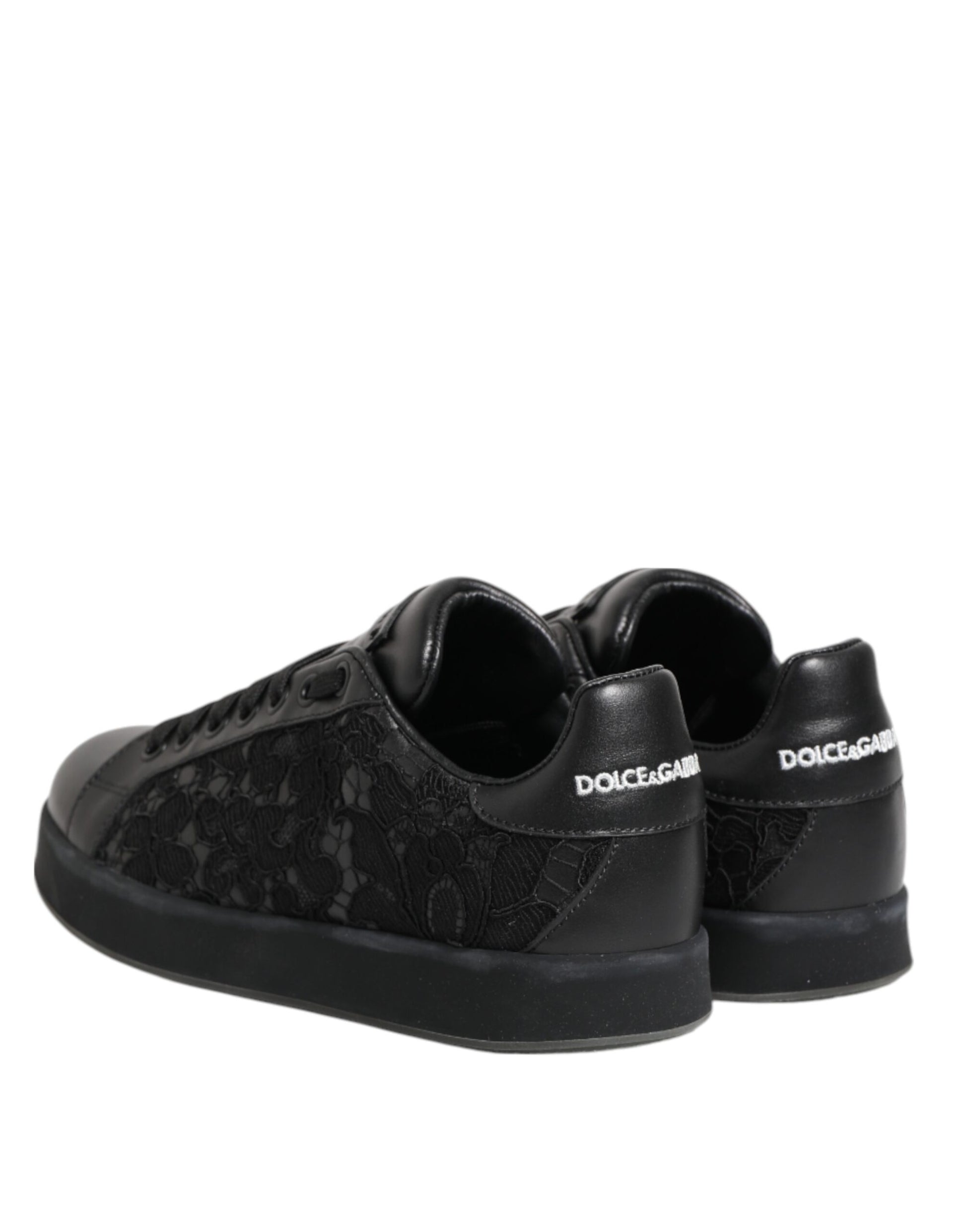 Black Floral Lace Low Top Sneakers Shoes