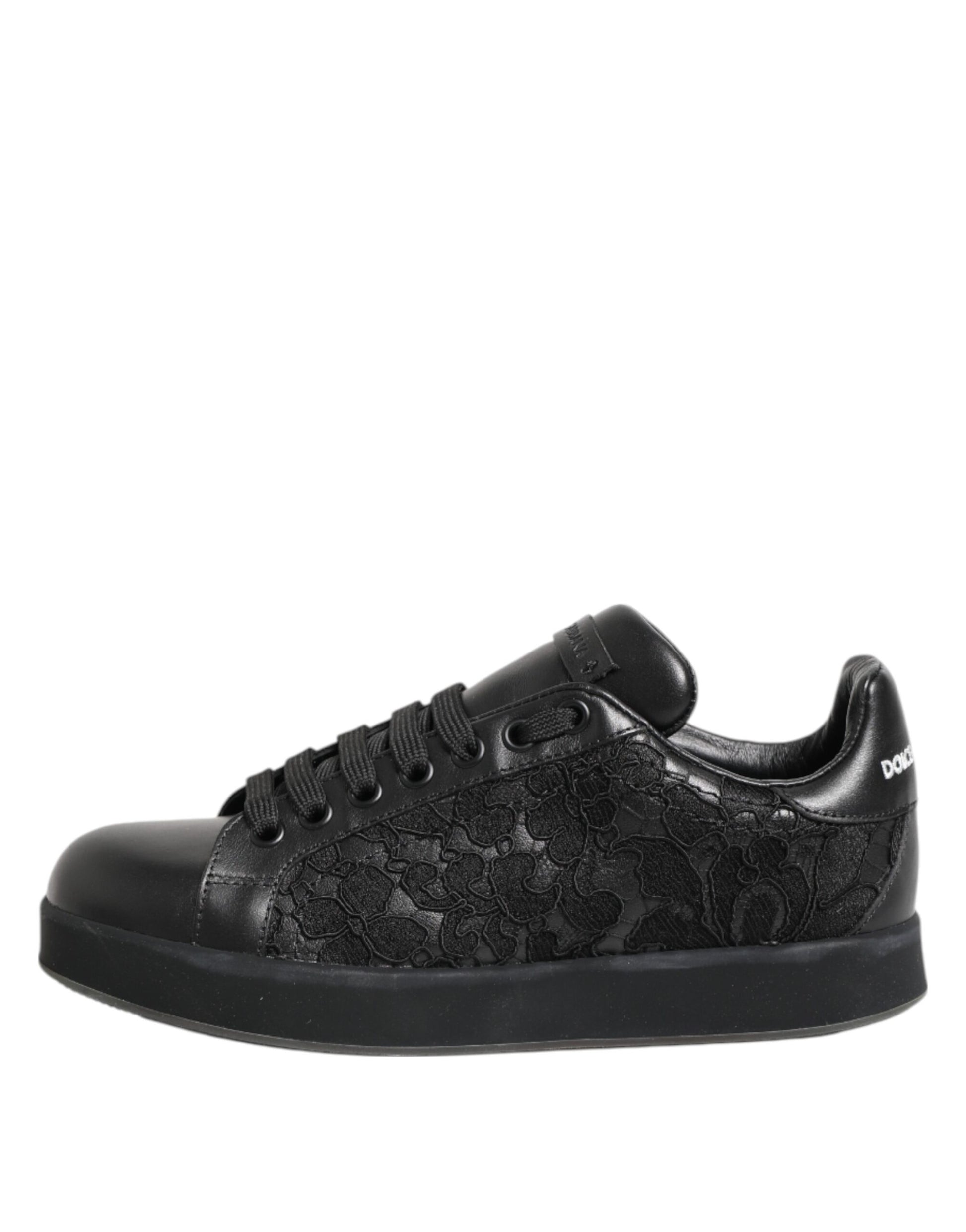 Black Floral Lace Low Top Sneakers Shoes