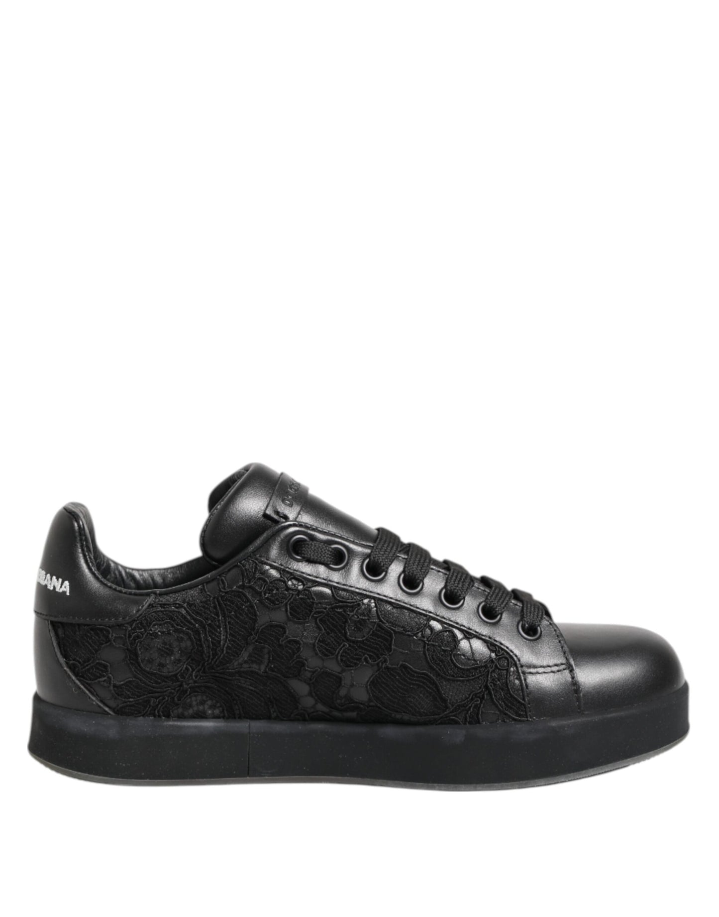 Black Floral Lace Low Top Sneakers Shoes