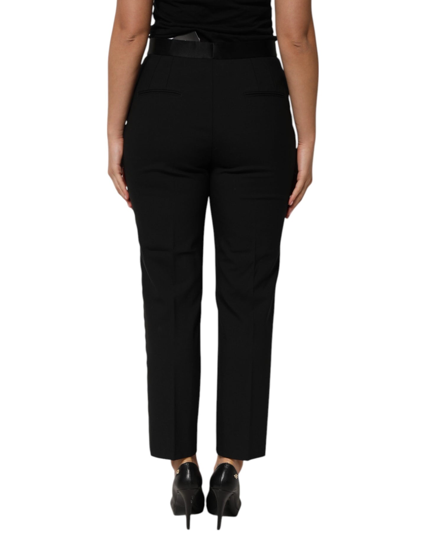 Black Wool HighWaist Tapered Trouser Pants