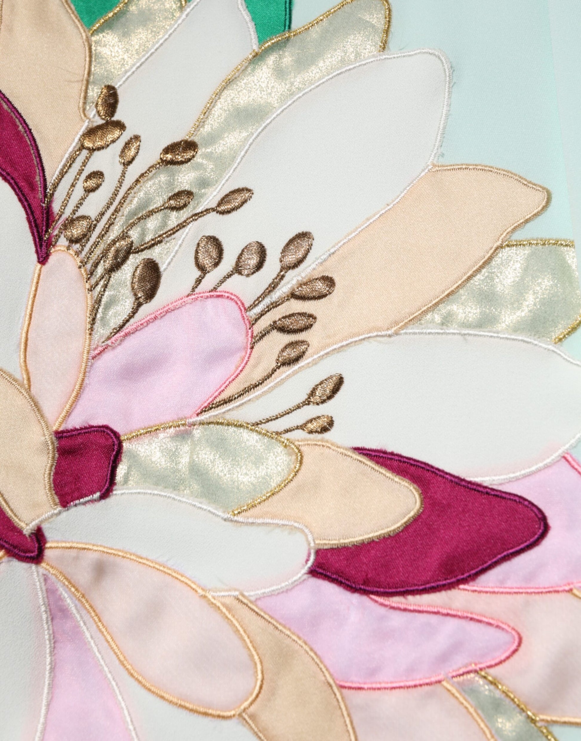 Green Floral Garterized Straight Pajama Pants