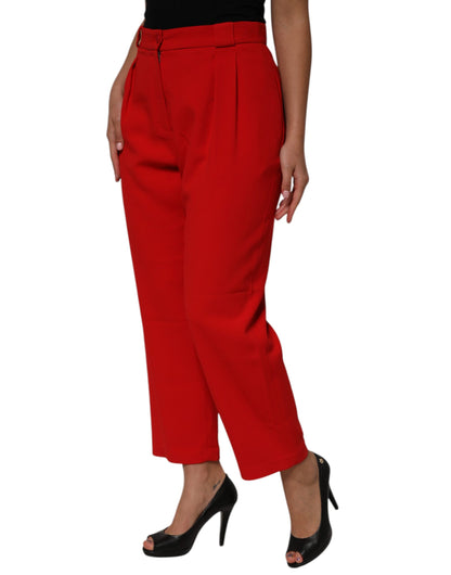 Red HighWaist Straight Women Trouser Pants