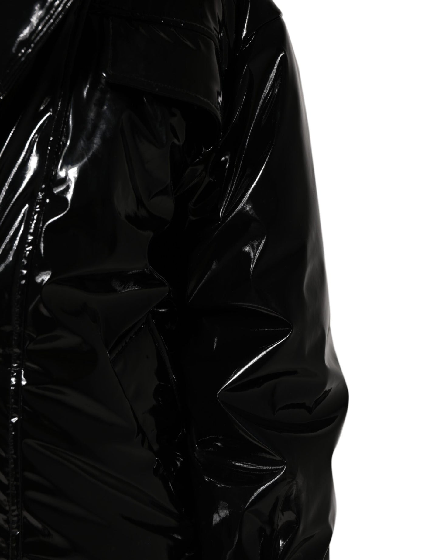 Black Polyester Quilted Puffer Coat Jacket
