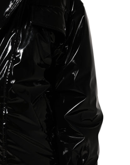 Black Polyester Quilted Puffer Coat Jacket