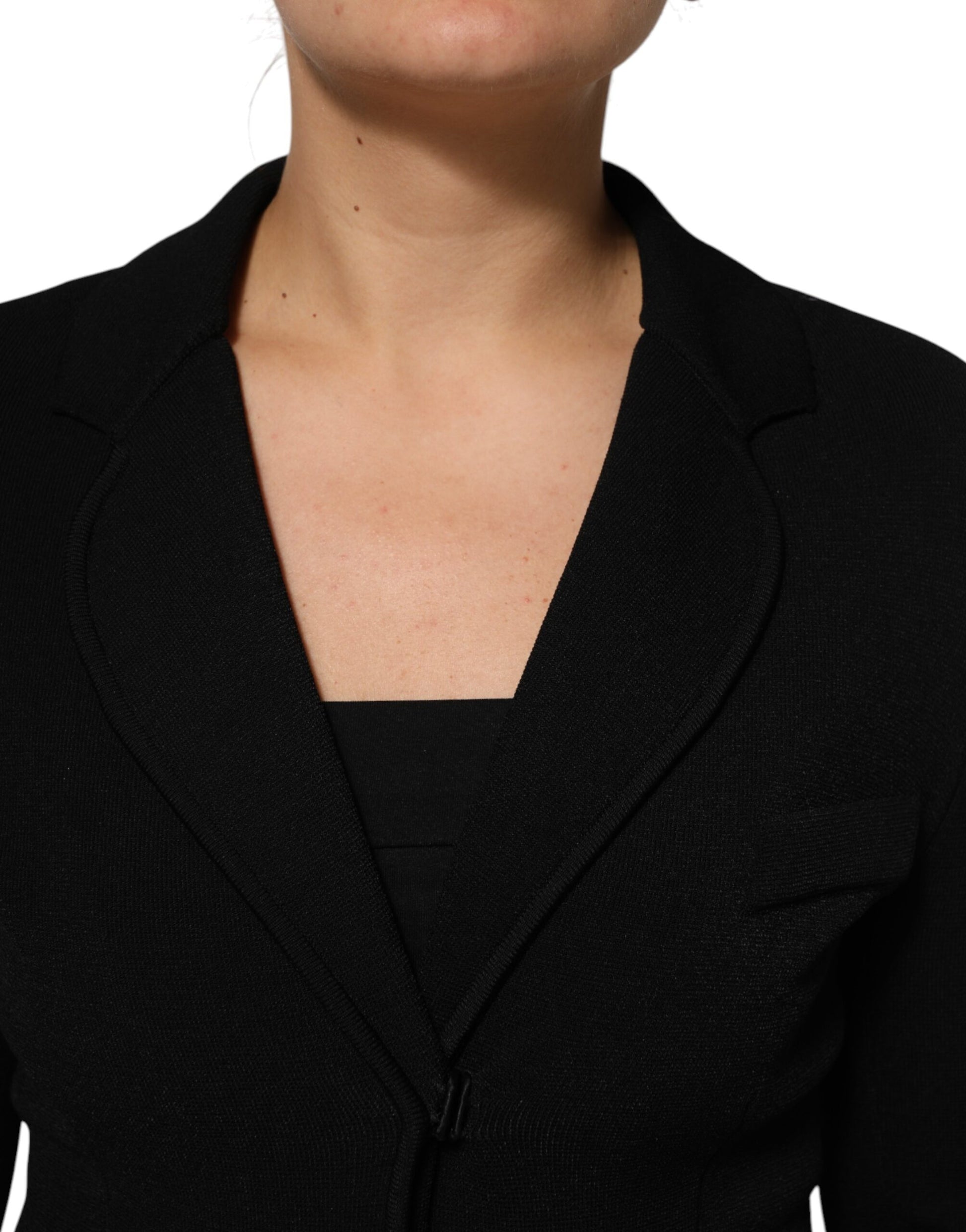Black Viscose Single Breasted Blazer Jacket