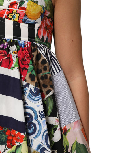 Multicolor Patchwork Cotton AlineMini Dress