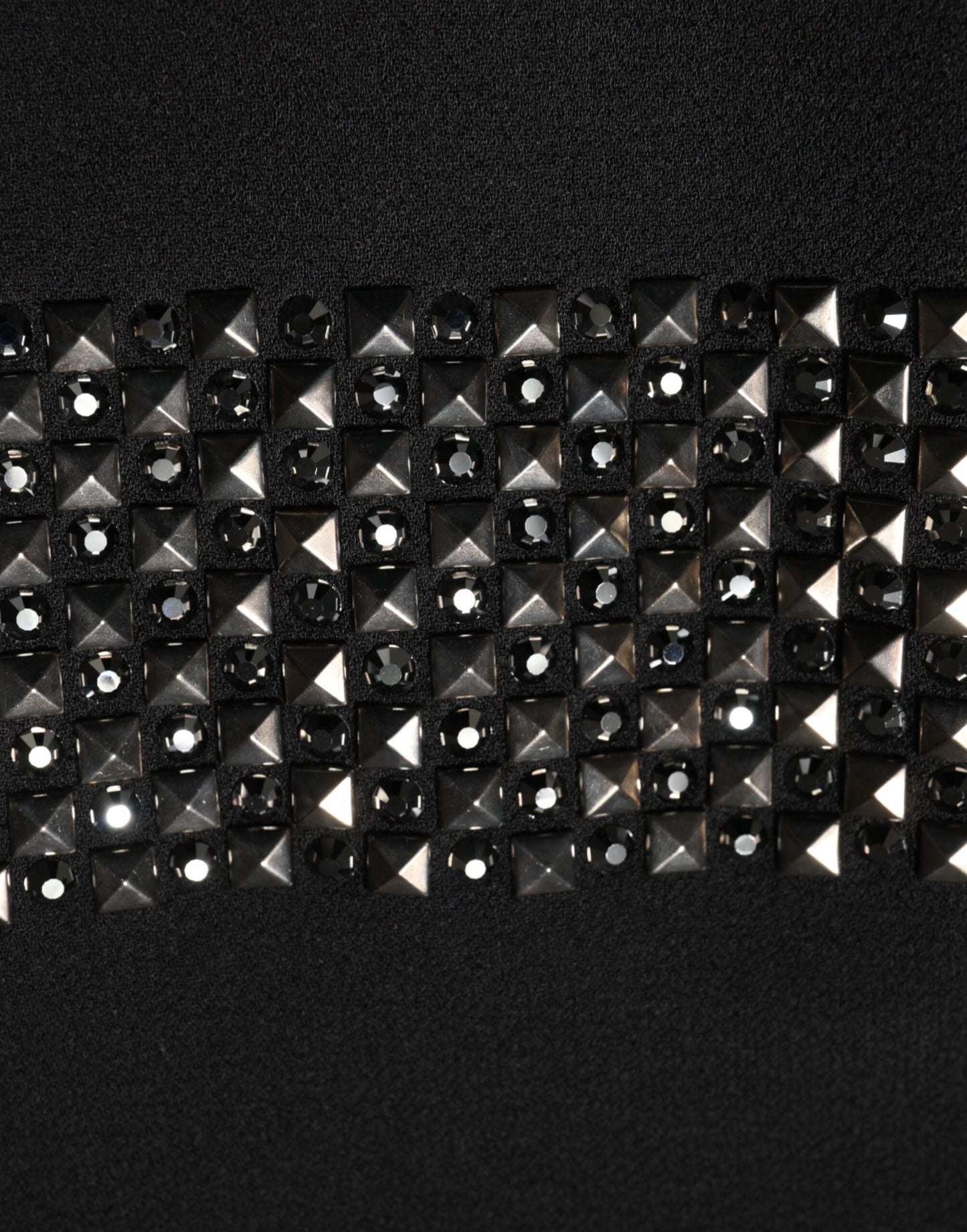 Black Crystal Embellished Collared Mini Dress