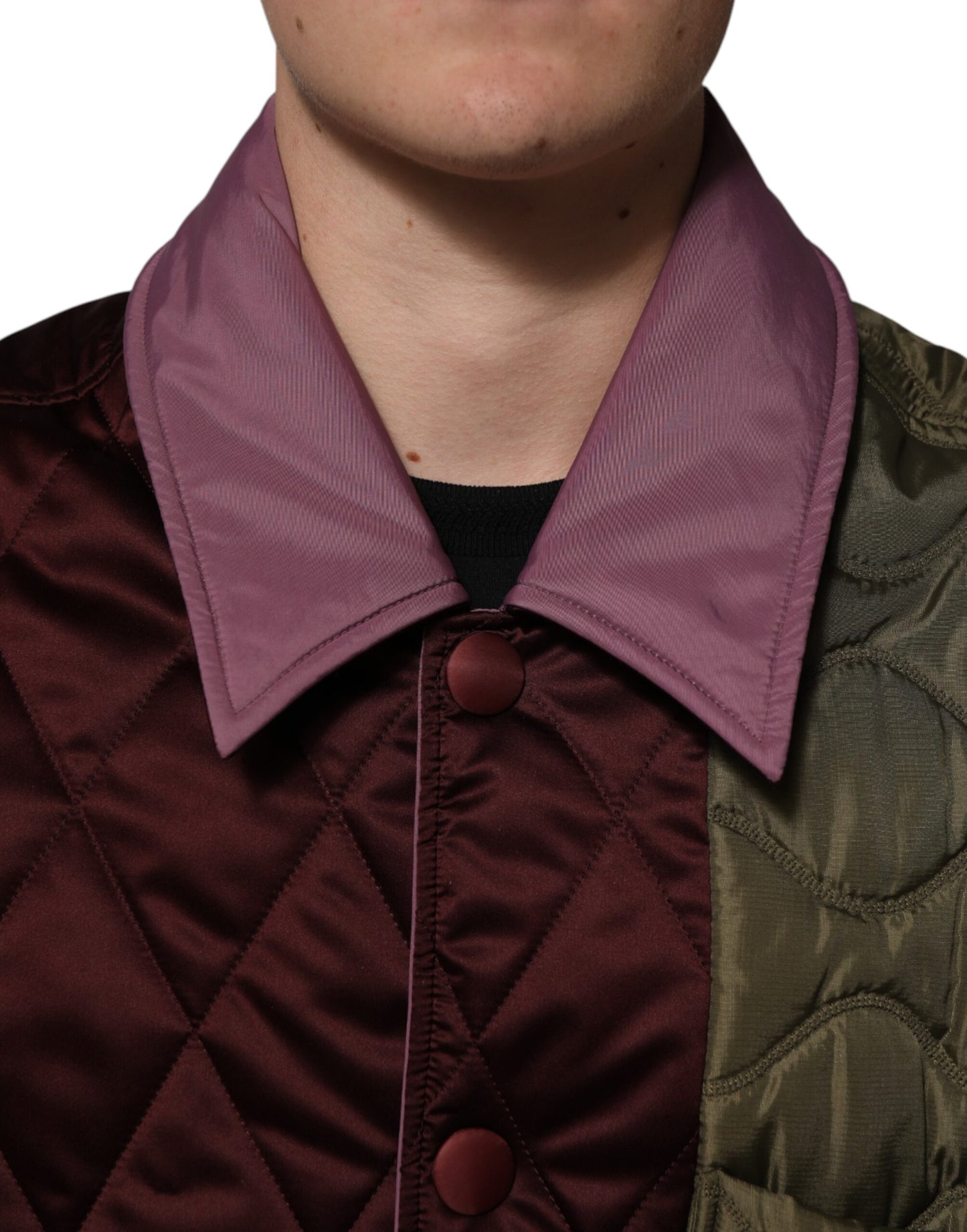 Multicolor Patchwork PolyesterQuilted Jacket