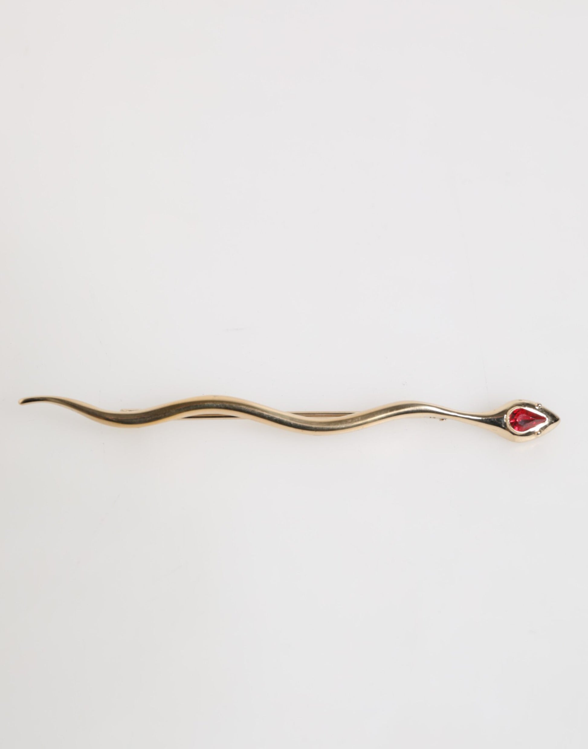 Gold Brass Red Crystal Spilla Serpente Mens Brooch Pin
