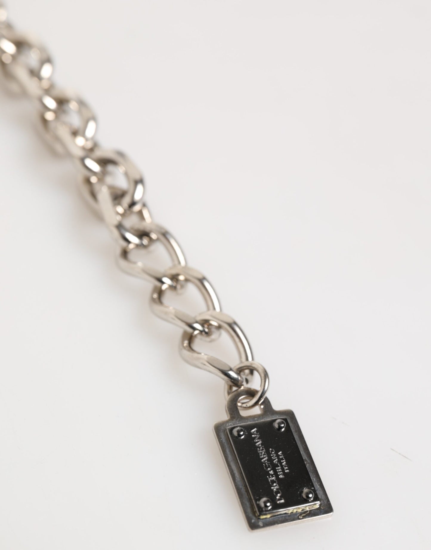 Silver Chain Brass Beaded Lobster Clasp Logo Men Bracelet