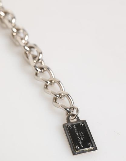 Silver Chain Brass Beaded Lobster Clasp Logo Men Bracelet