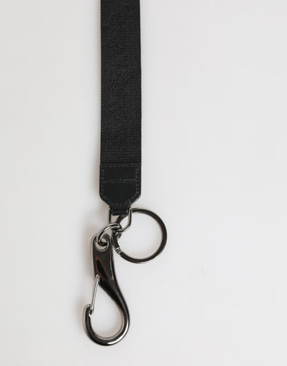 Black Yellow Polyester DG Logo Silver Keychain Keyring