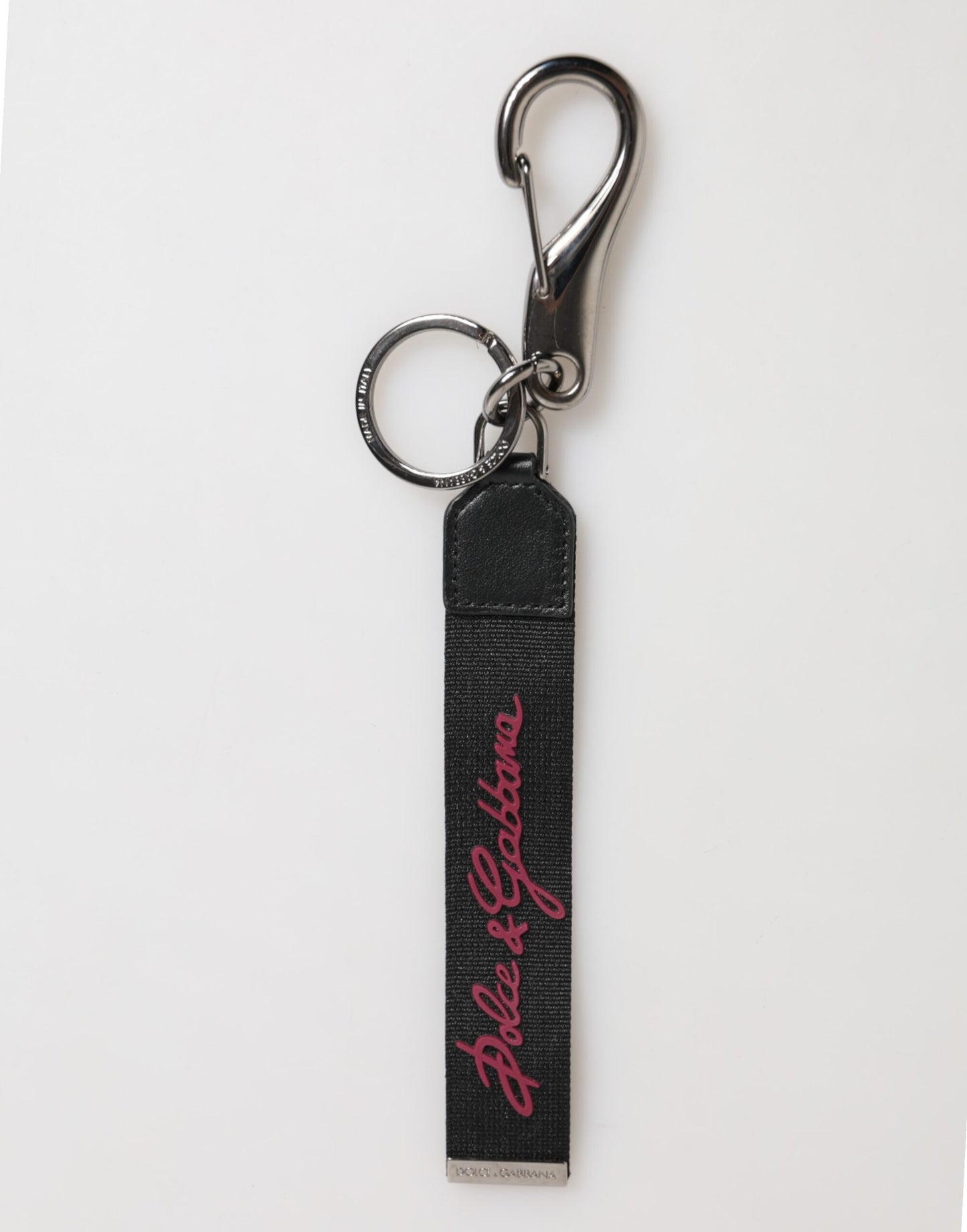Black Red Polyester DG Logo Silver Men Keychain Keyring