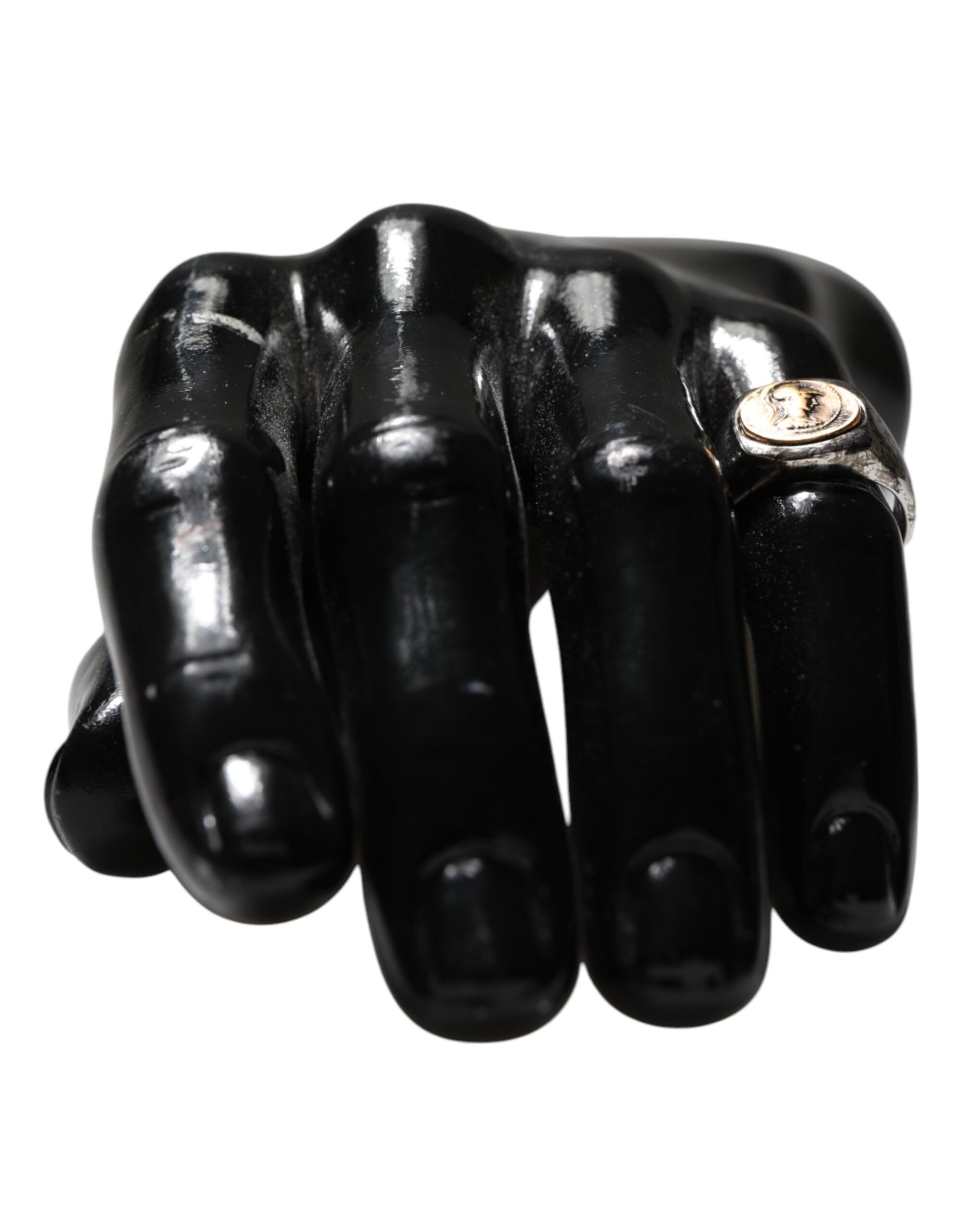 Silver Tone Engraved Two Color Real Brass Ring