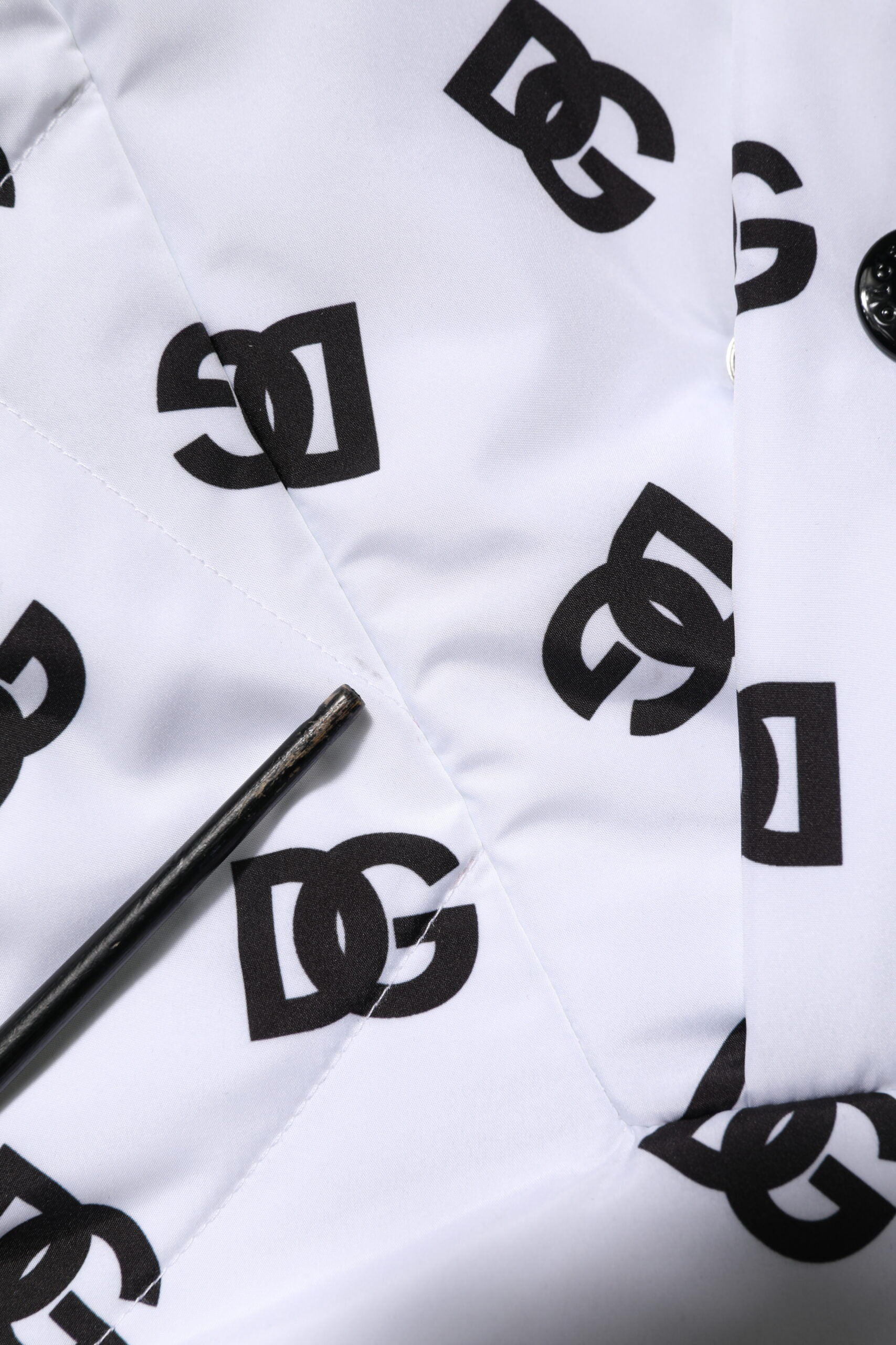 White DG Monogram Hooded Quilted Jacket