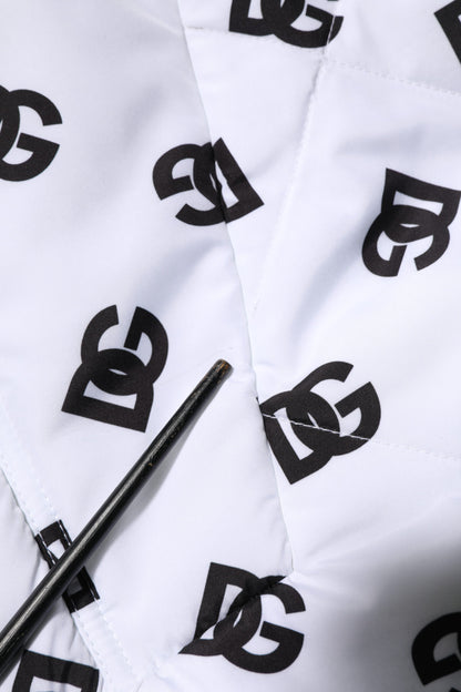 White DG Monogram Hooded Quilted Jacket
