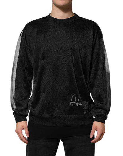 Black Polyester Pullover Sweatshirt Sweater