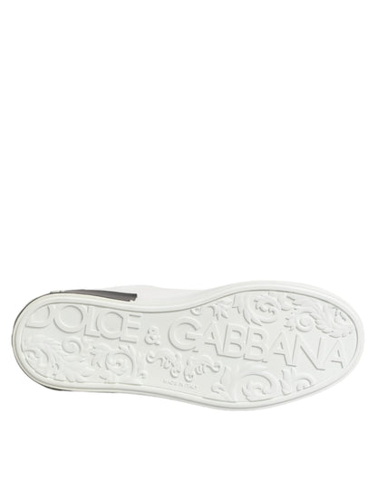 White Black Leather Portofino Sneaker Shoes