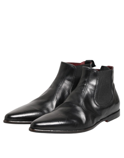 Black Chelsea Slip On Men Ankle Boots Shoes