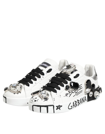 White Portofino Crystal Sneakers  Shoes