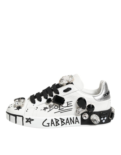 White Portofino Crystal Sneakers  Shoes