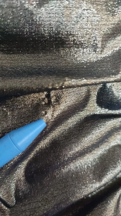 Gold Metallic Stretch Bodycon Ruched Dress