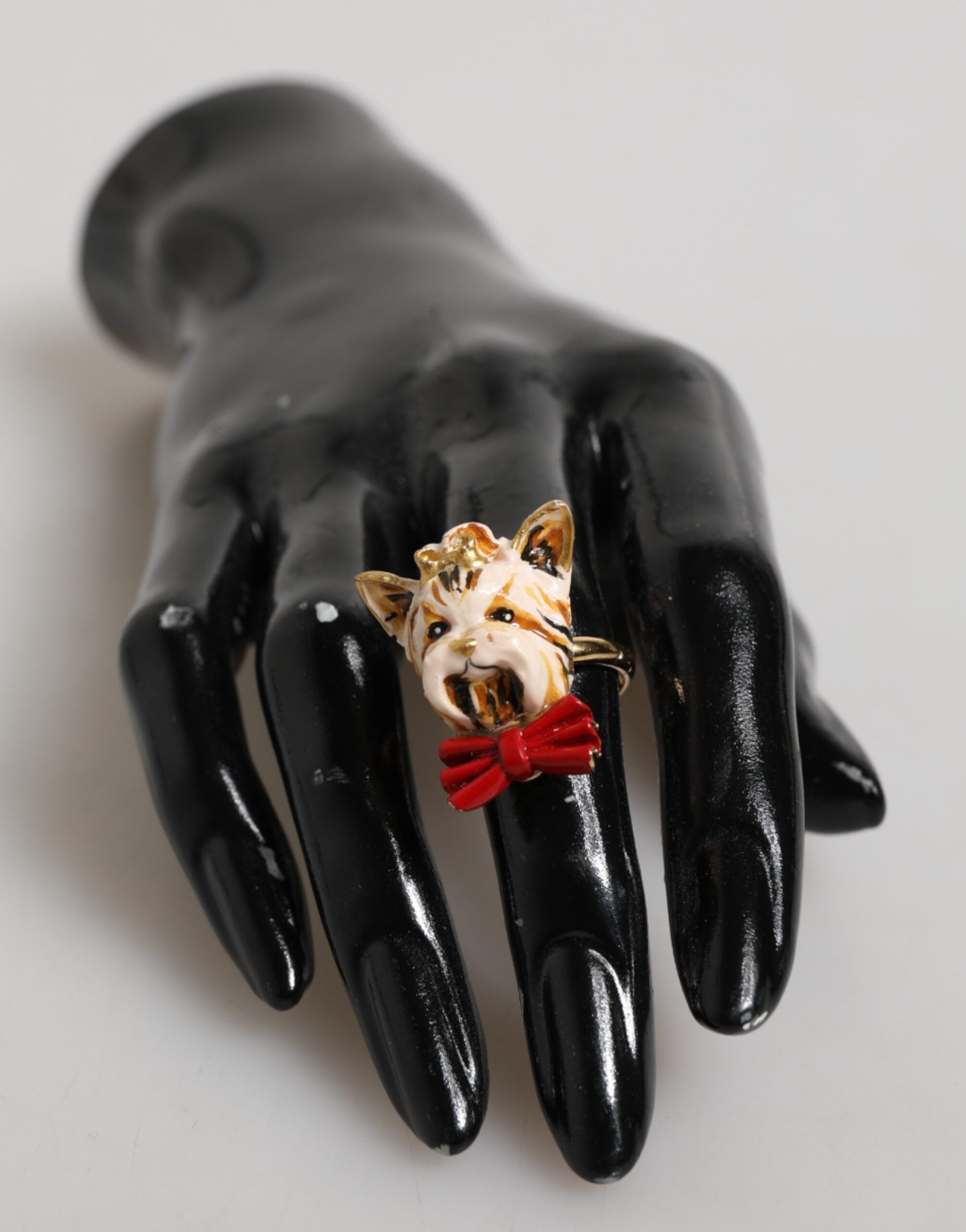Gold Brass Resin Beige Dog Pet Accessory Ring