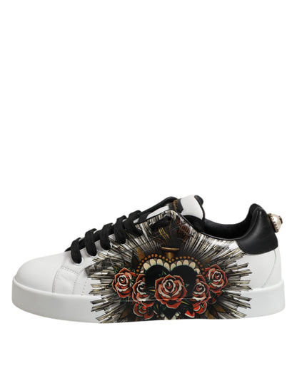 White Leather Portofino Lace Up Sneakers Shoes