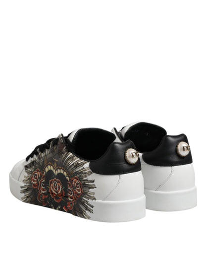 White Leather Portofino Lace Up Sneakers Shoes