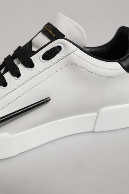 White Leather Portofino Lace Up Sneakers Shoes
