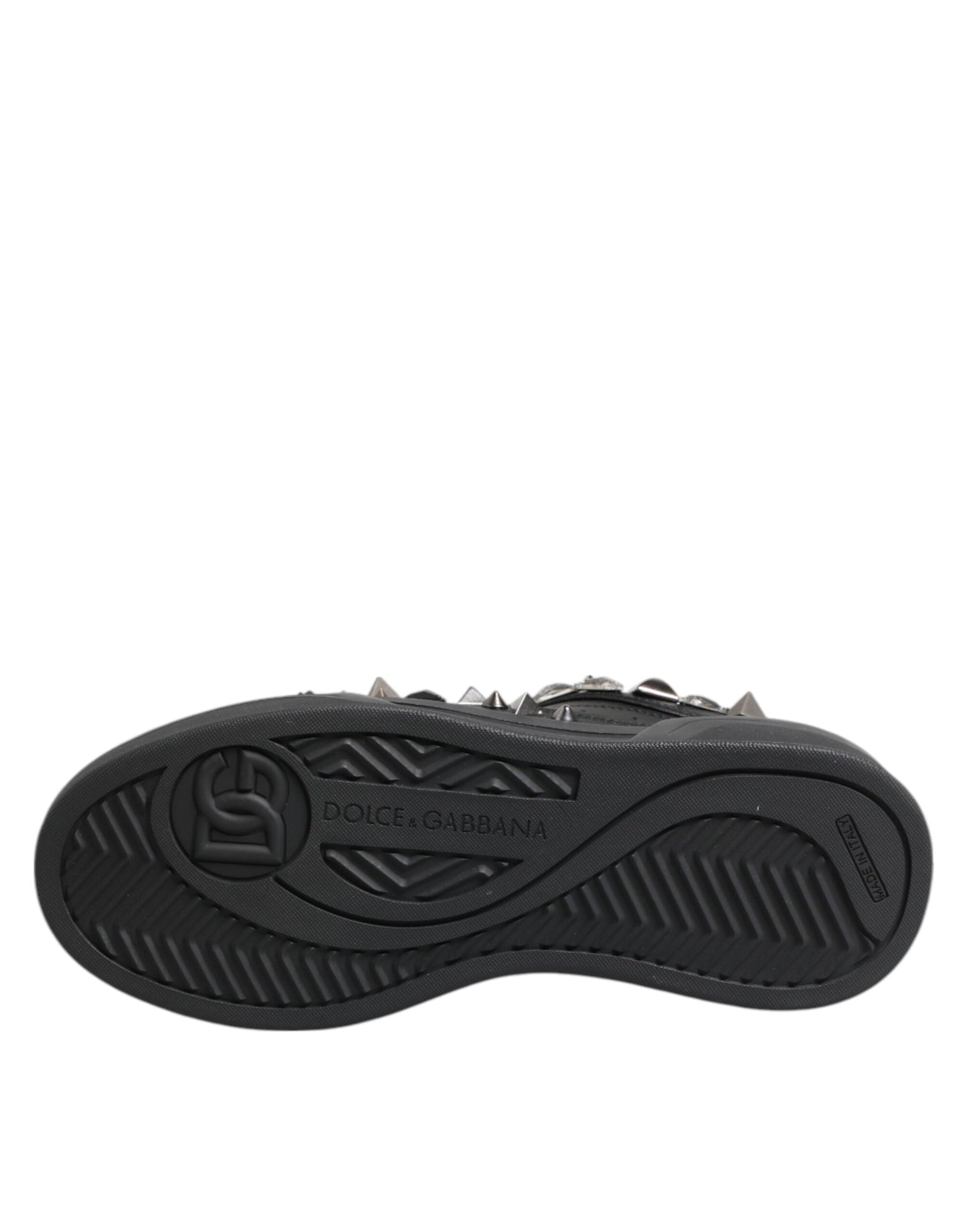 Black Leather Studded Low Top Sneakers Shoes