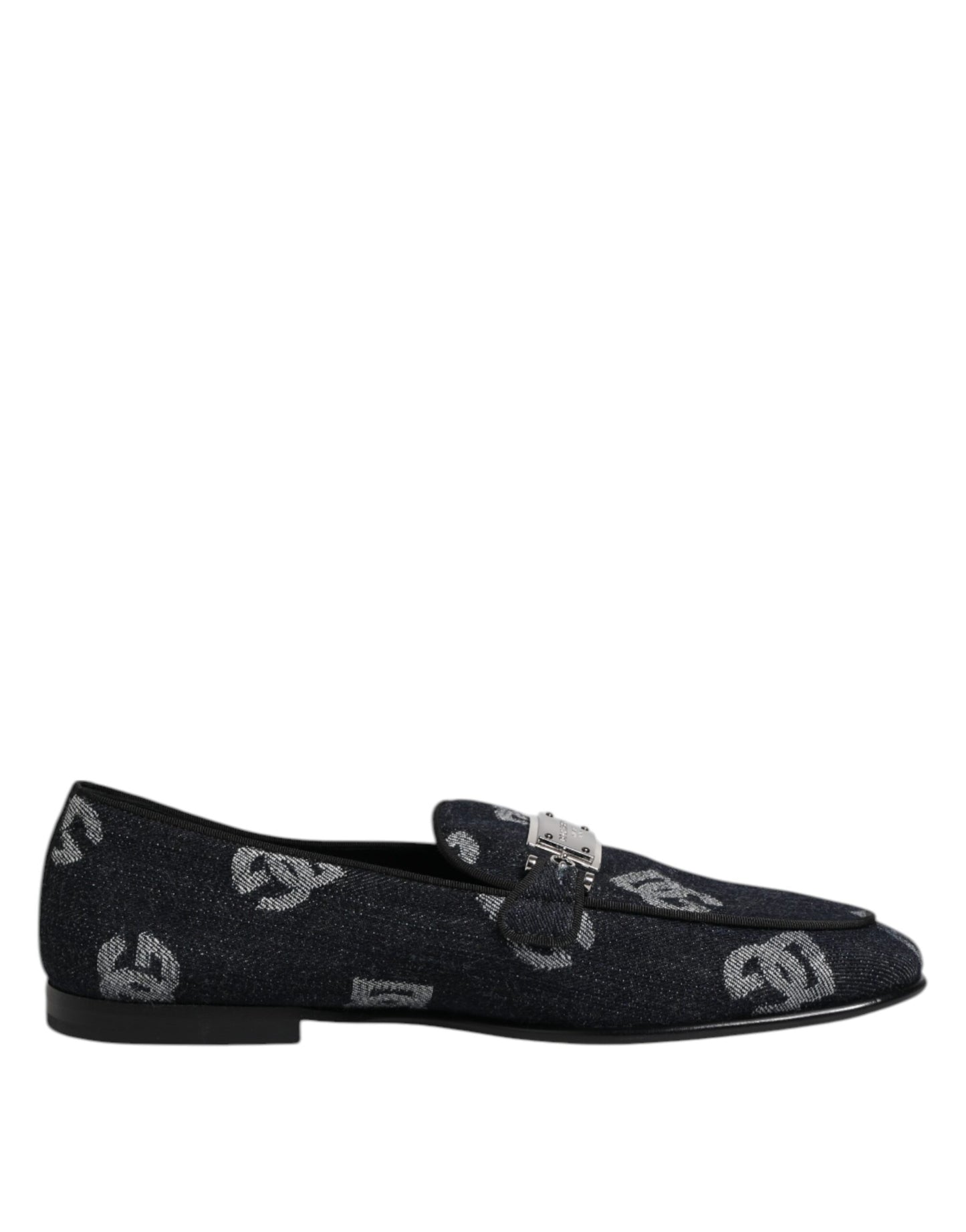 Blue Logo Cotton Loafers Formal Dress Shoes