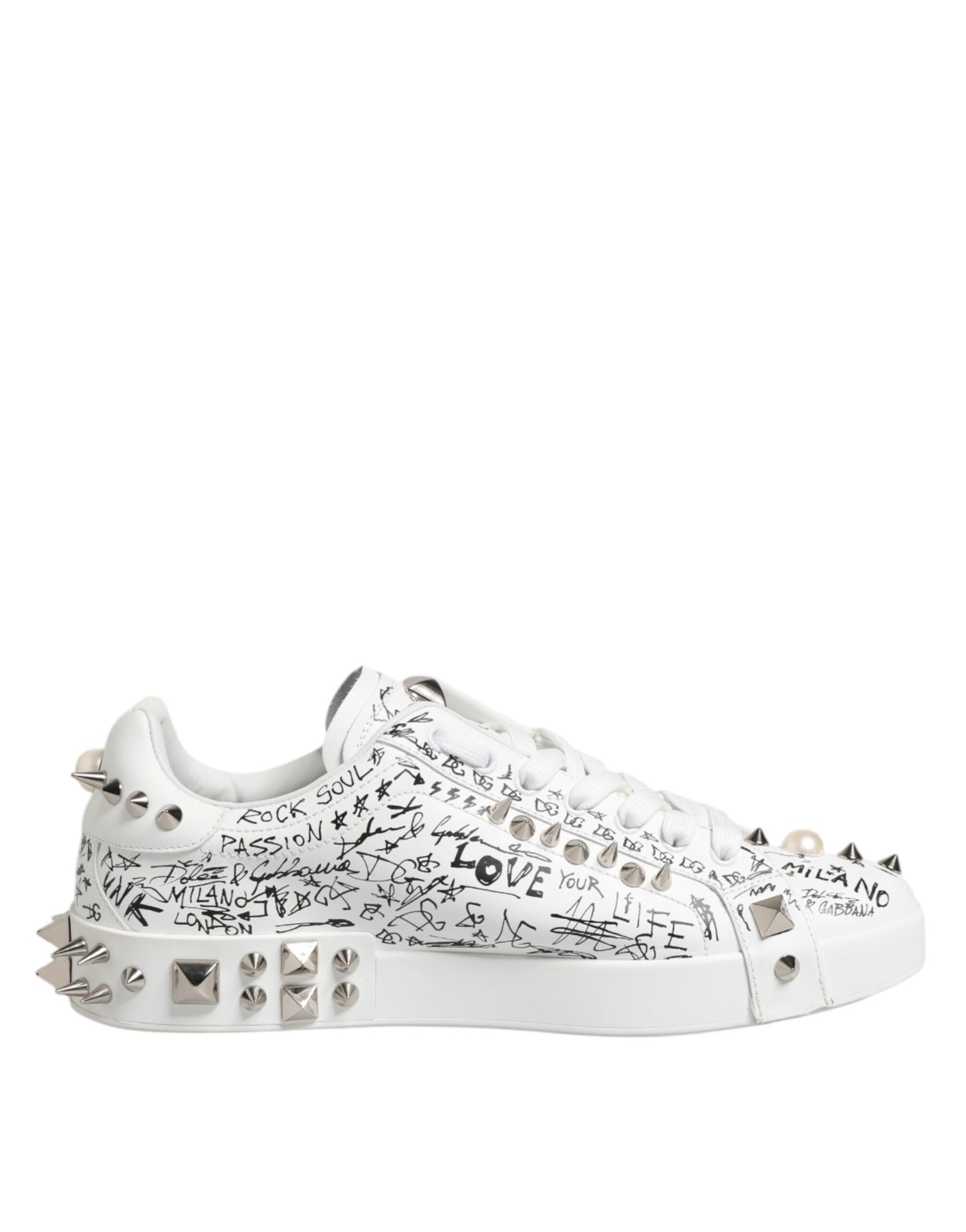 White Portofino Studded Men Sneakers Shoes