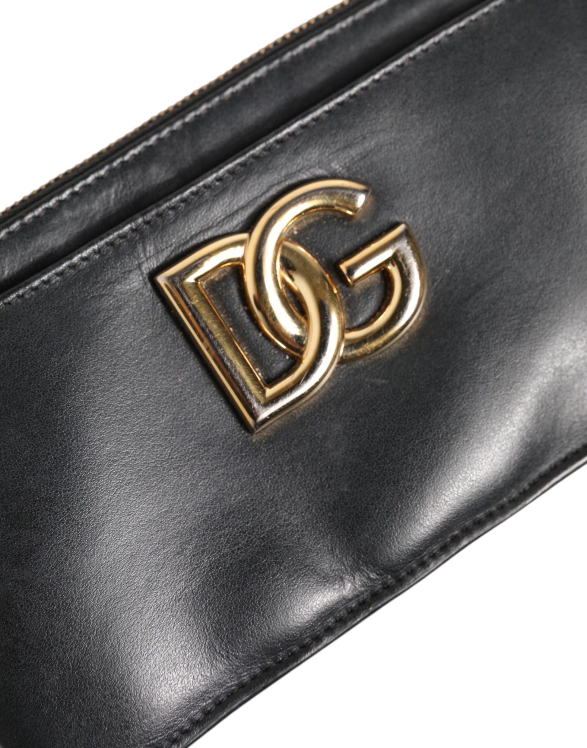 Black Calfskin Leather DG Logo Women Card Holder Wallet
