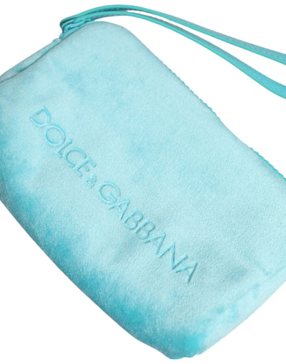 Light Blue Solid Logo Clutch Sunglasses Holder Pouch Bag