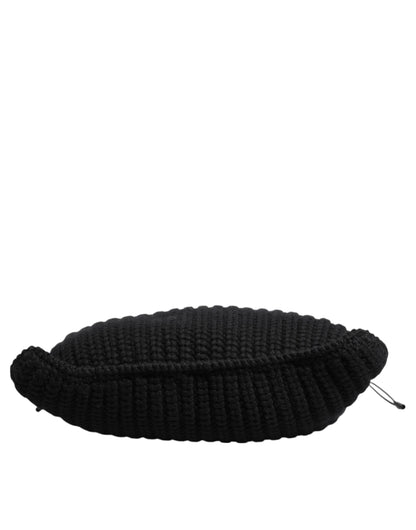 Black Cashmere Knitted Leather Shoulder Women Borse Bag